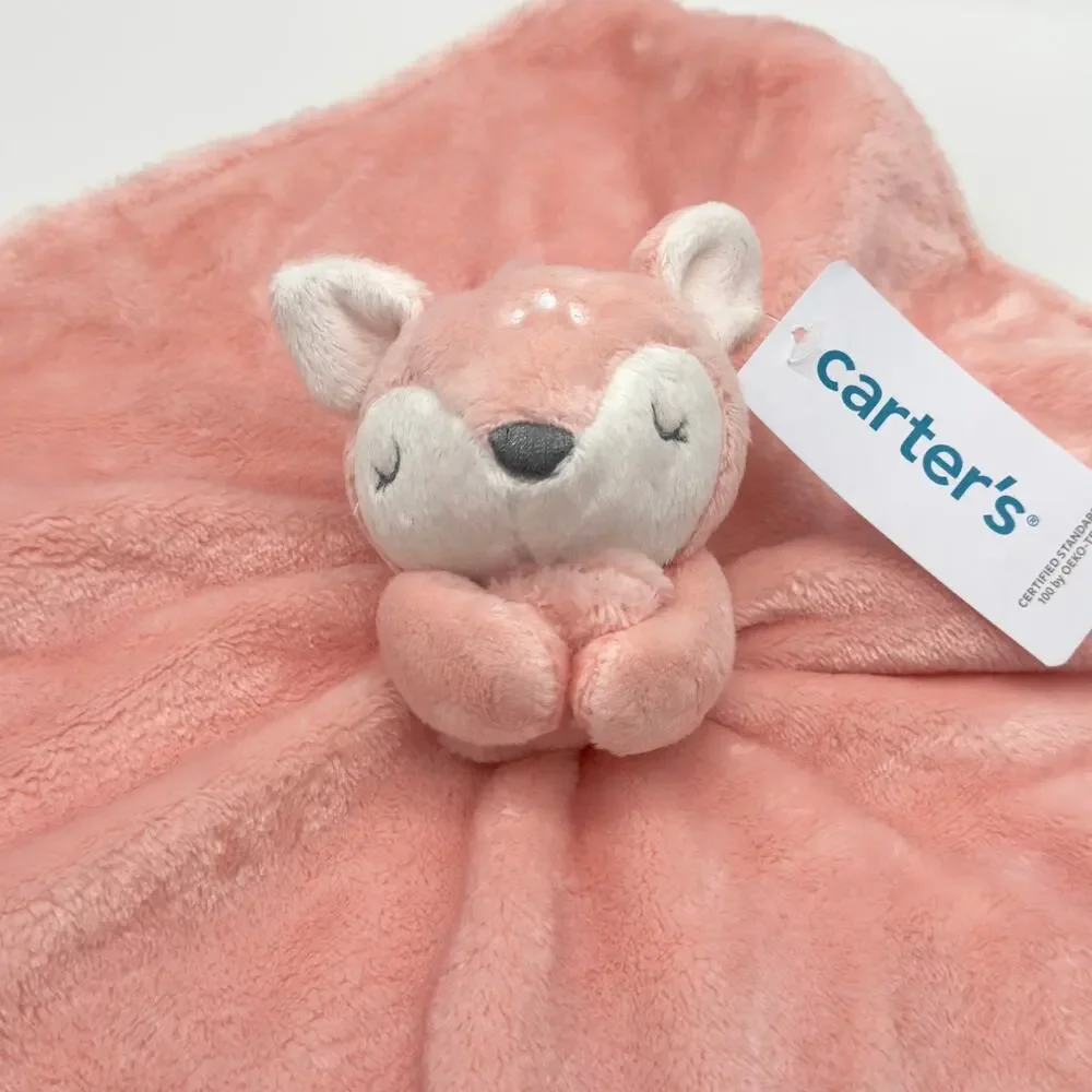 Carter’s Pink Fawn Deer Plush Baby Security Blanket Lovey NEW